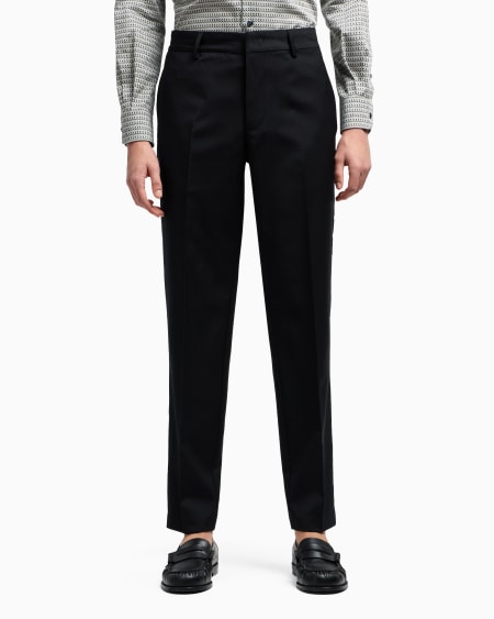 Armani Pantalones chinos de sarga ligera de mezcla de lana virgen Ofertas de temporada