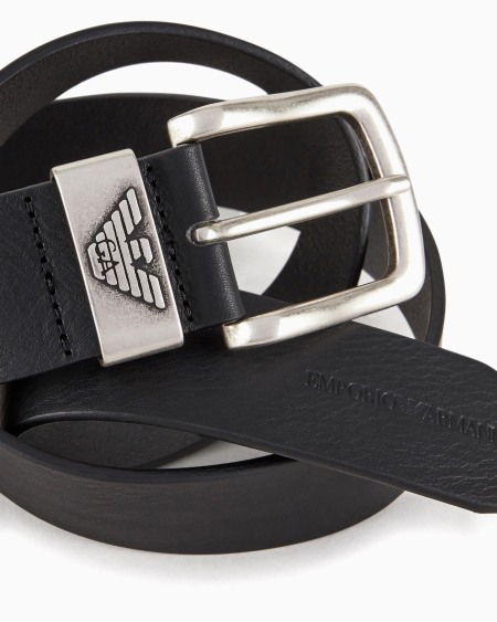 Armani Cinturón de piel con hebilla con logotipo Ofertas especiales