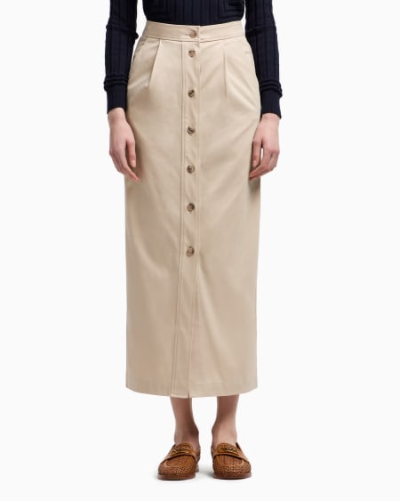 Armani Falda larga con botones de algodón cepillado En oferta