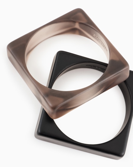Armani Conjunto de dos pulseras rígidas cuadradas Gran oferta