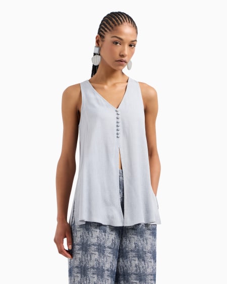 Armani Top con escote de pico de viscosa texturizada Tienda