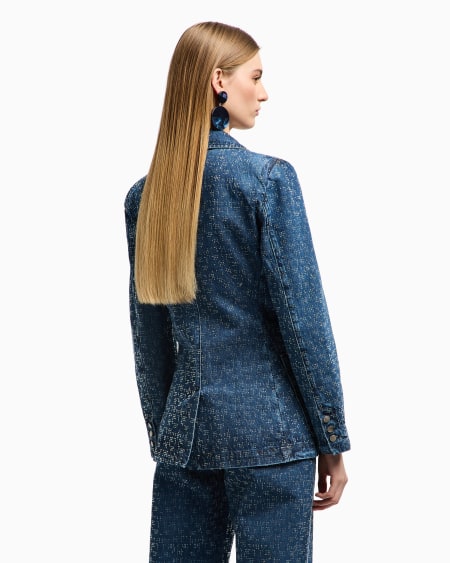 Armani Blazer de denim con aplicación integral de strass Mejor oferta