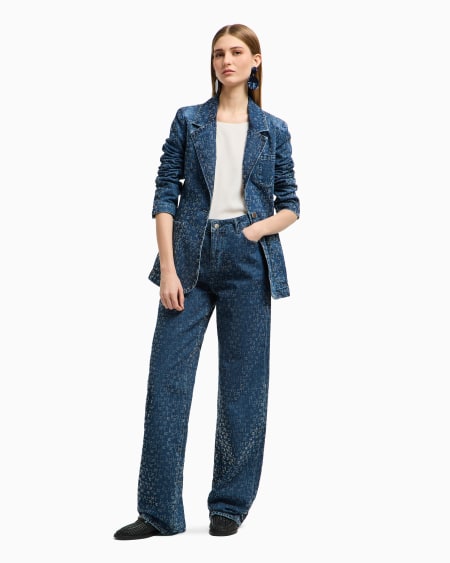Armani Vaqueros J4G de cintura alta y pernera ancha de denim con aplicación integral de strass Rebajas online