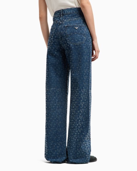 Armani Vaqueros J4G de cintura alta y pernera ancha de denim con aplicación integral de strass Rebajas online