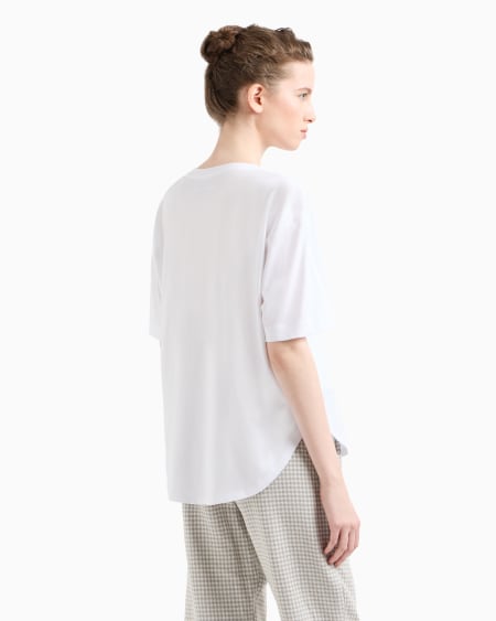 Armani Camiseta de punto supima con logotipo bordado Icon Rebajas top