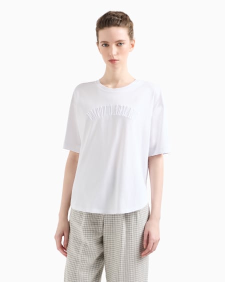 Armani Camiseta de punto supima con logotipo bordado Icon Rebajas top