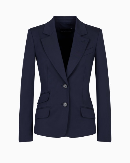 Armani Blazer de abotonadura sencilla de algodón elástico compacto Oferta especial