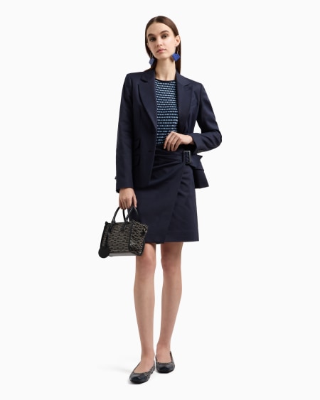 Armani Blazer de abotonadura sencilla de algodón elástico compacto Oferta especial