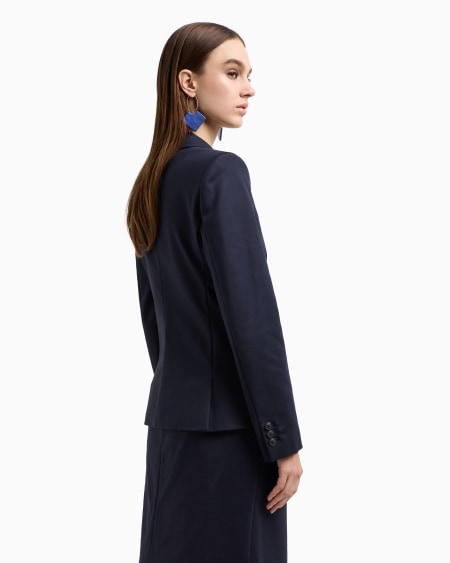 Armani Blazer de abotonadura sencilla de algodón elástico compacto Oferta especial