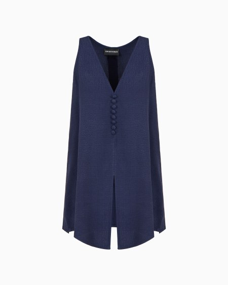Armani Top con escote de pico de viscosa texturizada Solo hoy