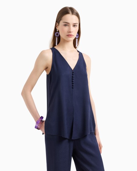 Armani Top con escote de pico de viscosa texturizada Solo hoy