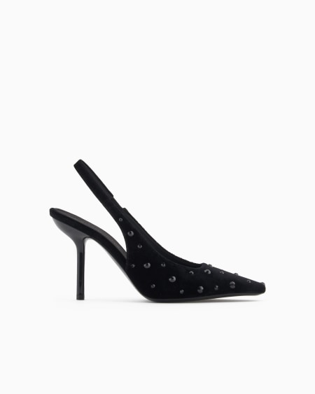 Armani Zapato de salón destalonado de terciopelo con strass Superdescuento