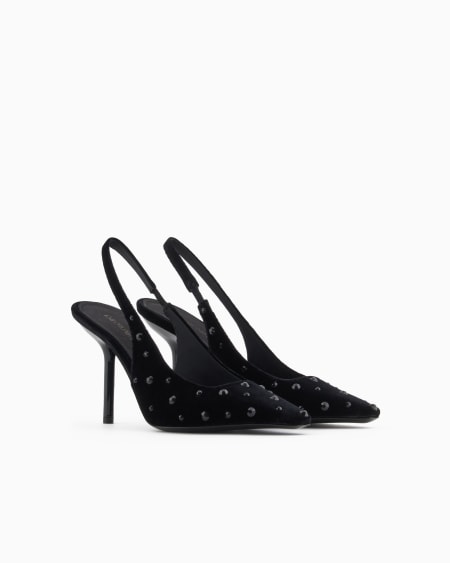 Armani Zapato de salón destalonado de terciopelo con strass Superdescuento
