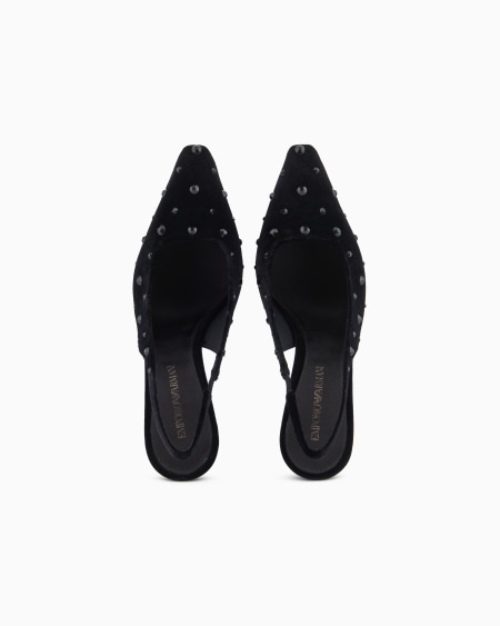 Armani Zapato de salón destalonado de terciopelo con strass Superdescuento
