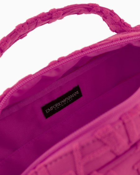 Armani Bolso baúl de playa de tejido con logotipo resaltado tridimensional Descuento por venta flash