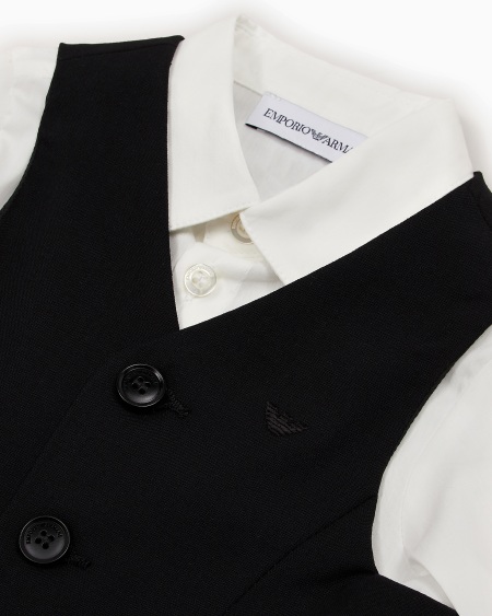 Armani Traje compuesto por camisa chaleco y pantalones de lana fría Precio ultrabajo