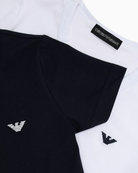 Armani Paquete de dos camisetas de punto con microáguila bordada Gran oferta