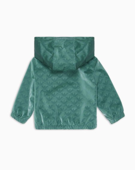 Armani Chaqueta de nailon con capucha y motivo integral de águila Rebajas de fábrica