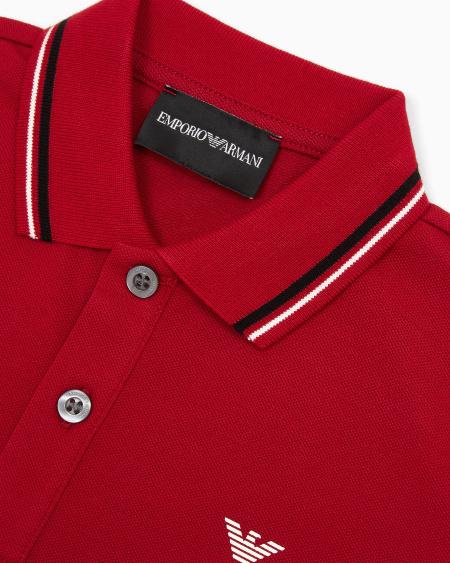 Armani Polo de piqué elástico con bordes a rayas Los más vendidos