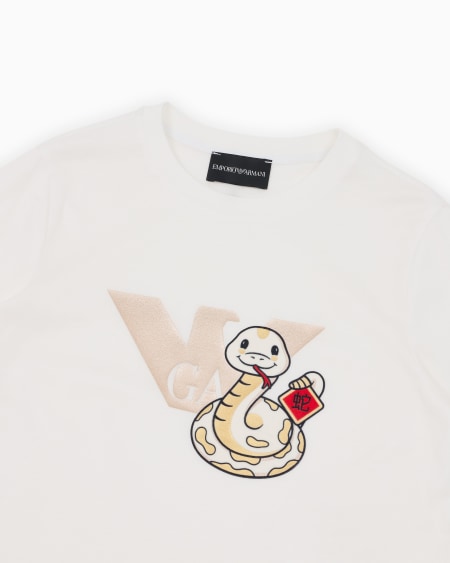 Armani Camiseta de punto de mezcla de lyocell con estampado de serpiente ASV Mejor oferta