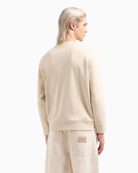 Armani Sudadera de punto de felpa con bolsillo acolchado y parche con logotipo Oferta especial de fábrica