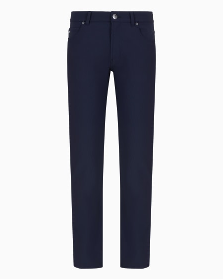 Armani Pantalones de cinco bolsillos en nailon elástico con efecto canneté Tienda de fábrica