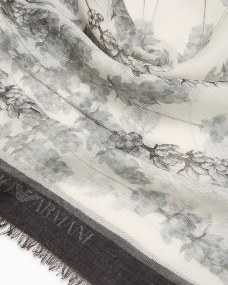 Armani Estola en mezcla de modal y lino con estampado floral Libre de impuestos
