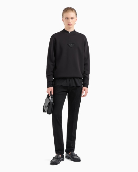 Armani Sudadera de punto con parche de águila con strass Clubwear Descuento por venta flash