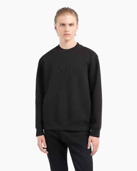 Armani Sudadera de punto con parche de águila con strass Clubwear Descuento por venta flash