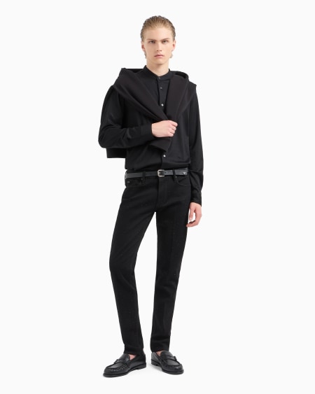 Armani Camisa con cuello de tira de punto de mezcla de lyocell con aplicación integral de strass Clubwear ASV Ofertas de temporada