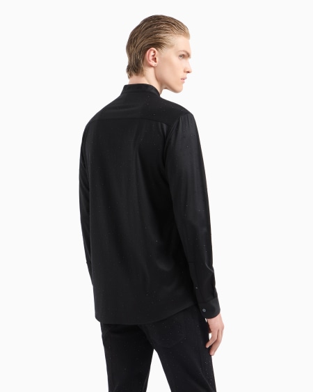 Armani Camisa con cuello de tira de punto de mezcla de lyocell con aplicación integral de strass Clubwear ASV Ofertas de temporada