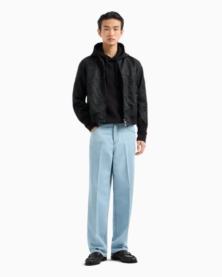 Armani Sudadera de punto doble con capucha y microbordado de águilas por toda la prenda Ofertas especiales