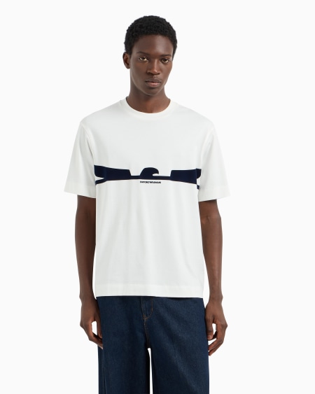 Armani Camiseta de punto con estampado flocado con forma de águila Precio ultrabajo
