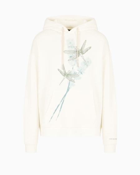 Armani Sudadera con capucha de punto con estampado y bordado de libélulas Outlet