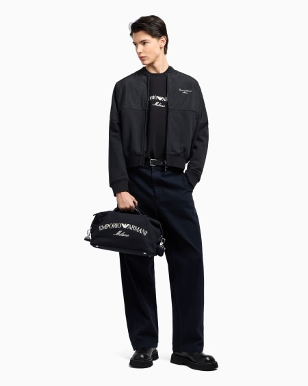 Armani Sudadera de punto doble con logotipo bordado Venta caliente