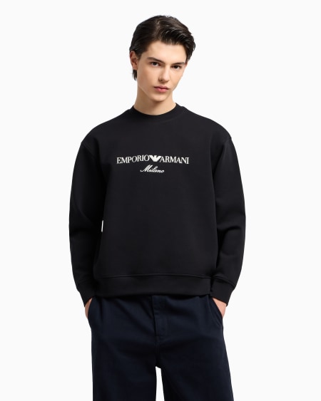 Armani Sudadera de punto doble con logotipo bordado Venta caliente