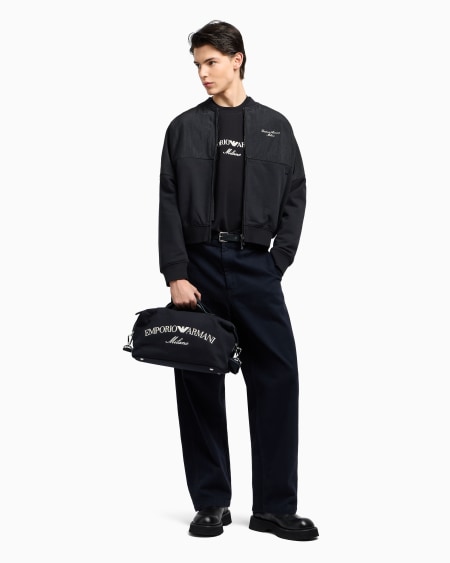 Armani Sudadera tipo cárdigan de nailon y punto de felpa con logotipo bordado En oferta