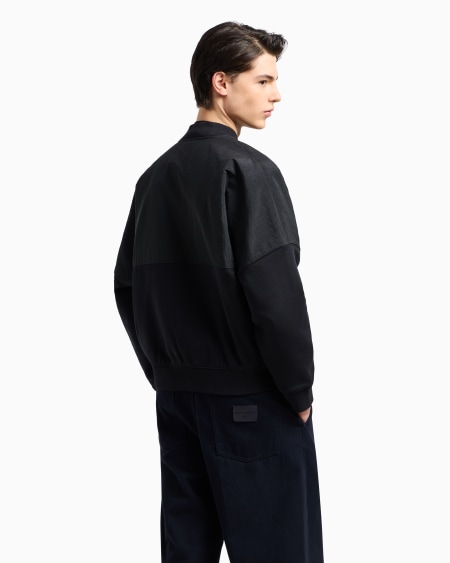 Armani Sudadera tipo cárdigan de nailon y punto de felpa con logotipo bordado En oferta