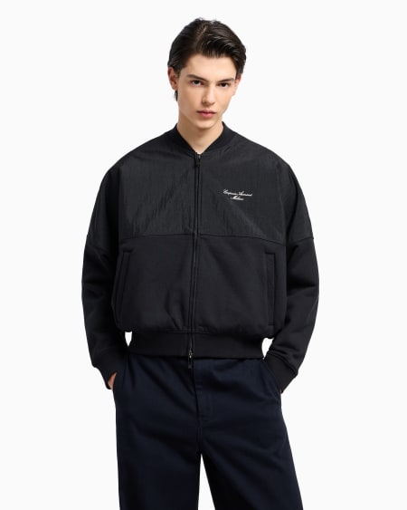 Armani Sudadera tipo cárdigan de nailon y punto de felpa con logotipo bordado En oferta