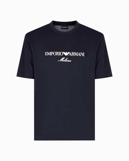Armani Camiseta de punto de mezcla de lyocell con logotipo bordado ASV Rebajas baratas