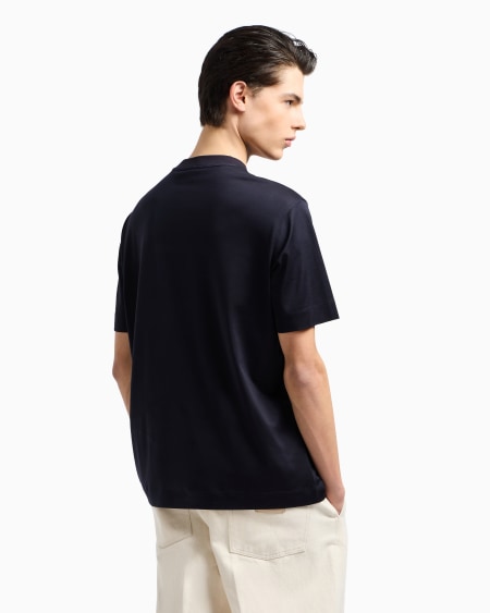 Armani Camiseta de punto de mezcla de lyocell con logotipo bordado ASV Rebajas baratas