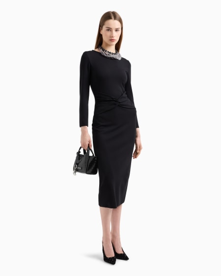 Armani Vestido con detalle trenzado de punto Milano Tienda