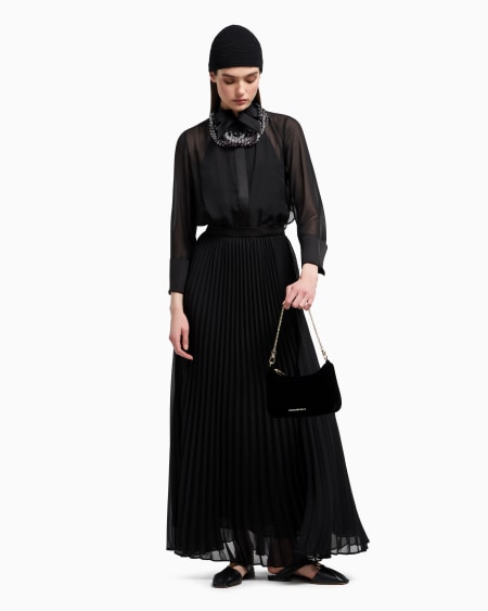Armani Vestido largo efecto dos piezas de georgette técnico Mejor oferta
