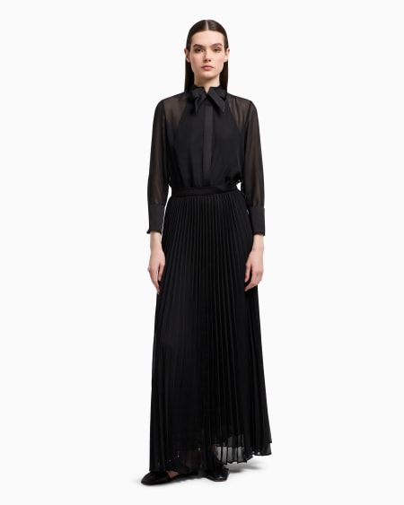 Armani Vestido largo efecto dos piezas de georgette técnico Mejor oferta