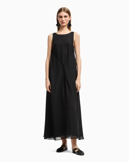 Armani Vestido largo con panel delantero de georgette técnico Envío gratis