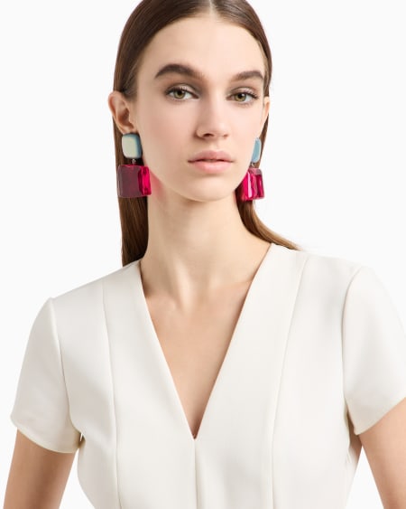 Armani Pendientes colgantes con piedra transparente Oferta especial