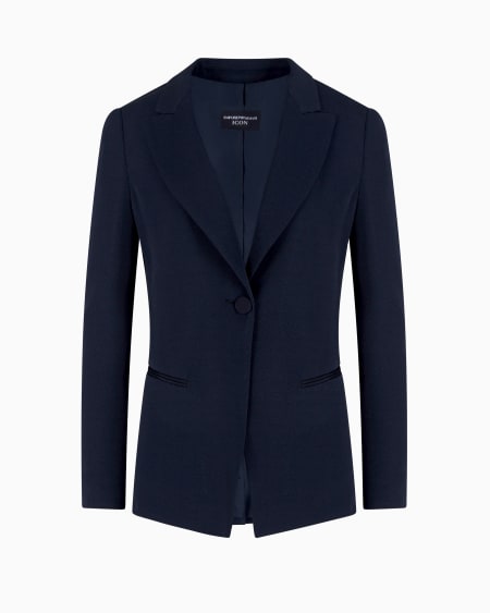 Armani Blazer de abotonadura sencilla confeccionado en mezcla de acetato con fantasía chevrón Icon Solo hoy