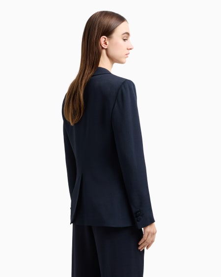 Armani Blazer de abotonadura sencilla confeccionado en mezcla de acetato con fantasía chevrón Icon Solo hoy