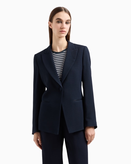 Armani Blazer de abotonadura sencilla confeccionado en mezcla de acetato con fantasía chevrón Icon Solo hoy