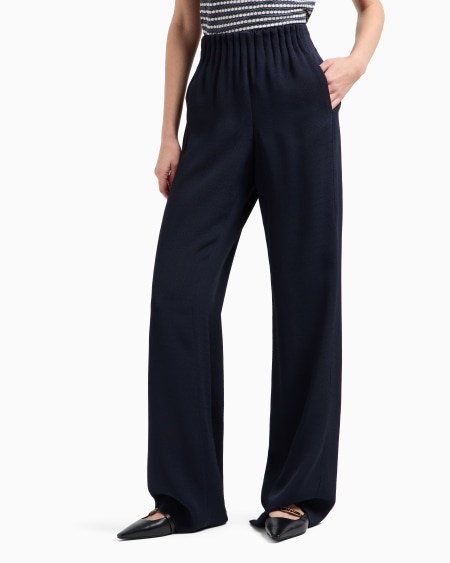 Armani Pantalones con cintura fruncida en mezcla de acetato con fantasía chevrón Icon Oferta especial de fábrica